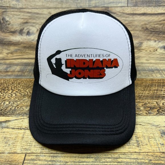 The Adventures of Indiana Jones Mens Trucker Hat Black Snapback Retro Video Game - Picture 2 of 8